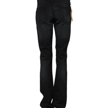 John Galliano Black Cotton Mid Waist Tapered Denim Jeans