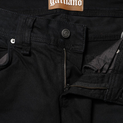 John Galliano Black Cotton Mid Waist Tapered Denim Jeans