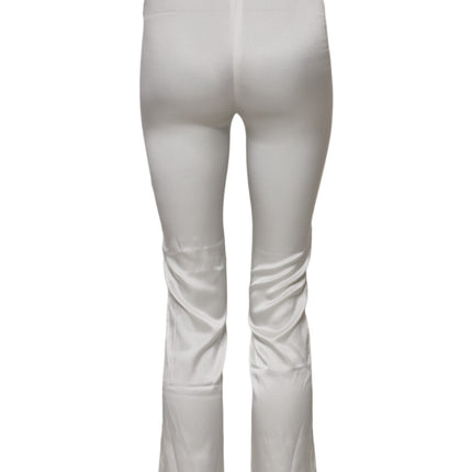 Dolce & Gabbana Ivory Silk Tapered High Waist Pants