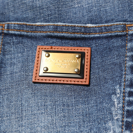 Dolce & Gabbana Blue Rhinestone Embellished Denim Jeans