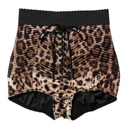 Dolce & Gabbana Brown Leopard High Waist Hot Pants Shorts