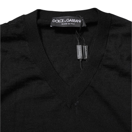 Dolce & Gabbana Dark Gray Embroidered Logo Pullover Sweater