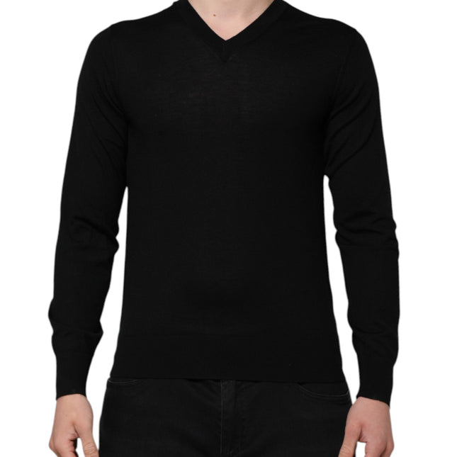 Dolce & Gabbana Dark Gray Embroidered Logo Pullover Sweater