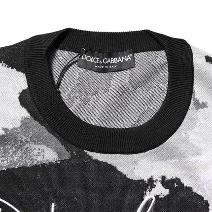 Dolce & Gabbana Multicolor Silk Camouflage Pullover Sweater