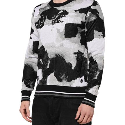 Dolce & Gabbana Multicolor Silk Camouflage Pullover Sweater