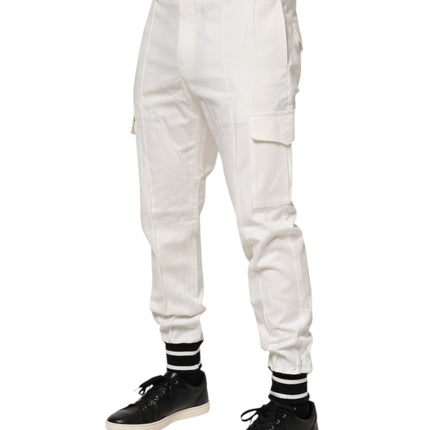 Dolce & Gabbana White Cotton Jogger Cargo Skinny Men Pants