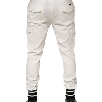 Dolce & Gabbana White Cotton Jogger Cargo Skinny Men Pants