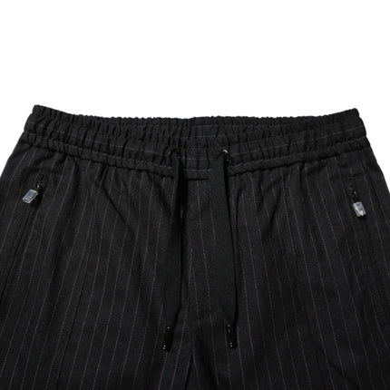 Dolce & Gabbana Black Striped Wool Men Jogger Pants
