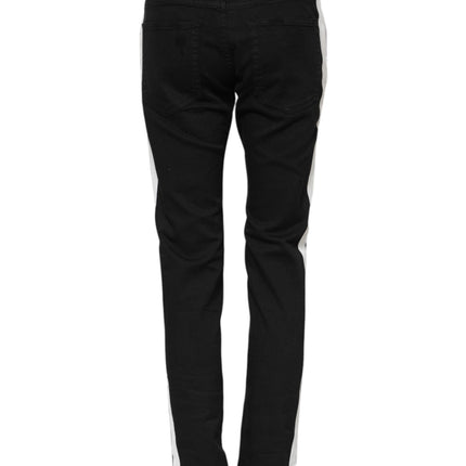 Dolce & Gabbana Black Tattered White Lining Skinny Denim Jeans
