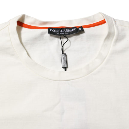 Dolce & Gabbana White Love Peace Cotton Men Crew Neck T-shirt