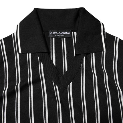 Dolce & Gabbana Black White Stripes Collared Polo T-shirt