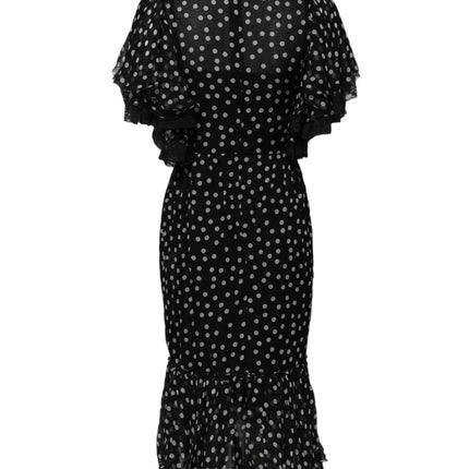 Dolce & Gabbana Black White Lace Polka Dot Chiffon Dress