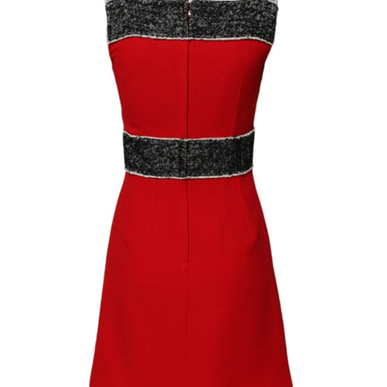Dolce & Gabbana Red Wool Sleeveless A-line Flared Mini Dress