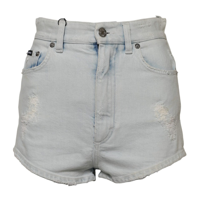 Dolce & Gabbana Light Blue Washed Denim Cotton Hot Pants Shorts