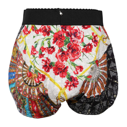 Dolce & Gabbana Multicolor Floral High Waist Hot Pants Shorts