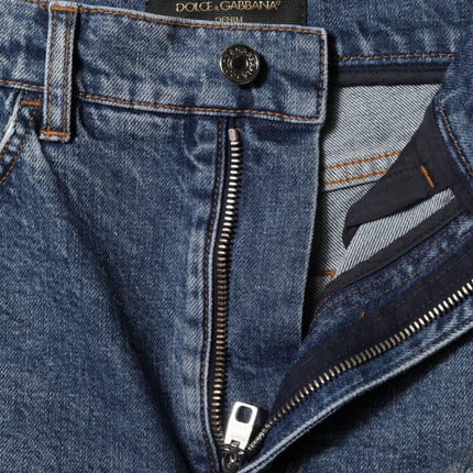 Dolce & Gabbana Blue Tattered Denim Cotton Hot Pants Shorts