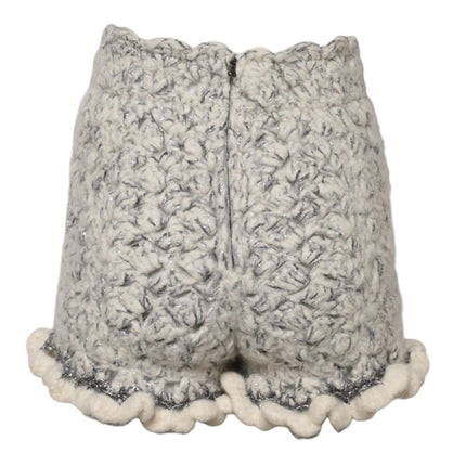 Dolce & Gabbana Metallic Bouclé Knit Cashmere Ruffled Shorts