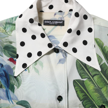 Dolce & Gabbana Multicolor Printed Silk Collared Shirt Top