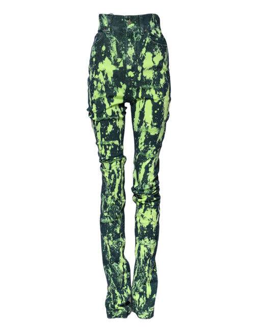 Dolce & Gabbana Green Color Splash High Waist Denim Jeans Dolce & Gabbana
