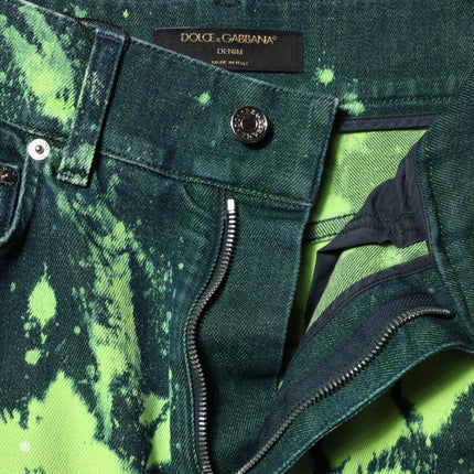 Dolce & Gabbana Green Color Splash High Waist Denim Jeans