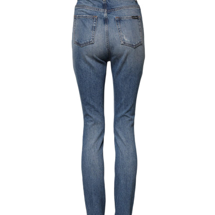 Dolce & Gabbana Blue Washed Skinny High Waist Denim Jeans