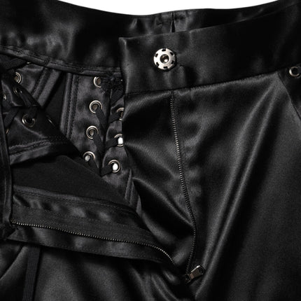 Dolce & Gabbana Black Lace Details High Waist Skinny Pants