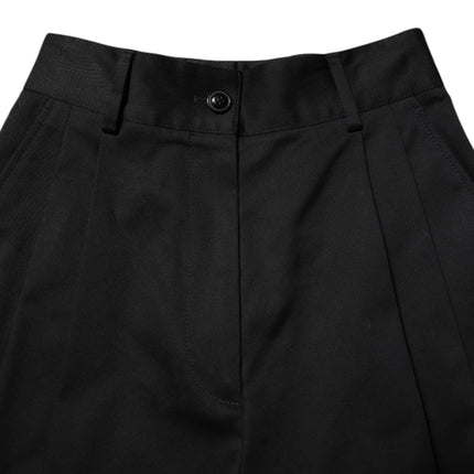 Dolce & Gabbana Black Cotton HighWaist Wide Leg Pants