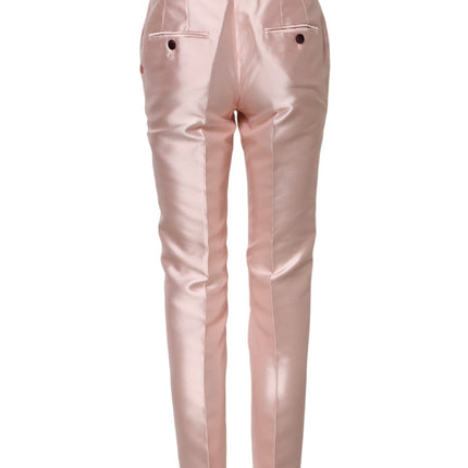 Dolce & Gabbana Pink Satin High Waist Tapered Pants
