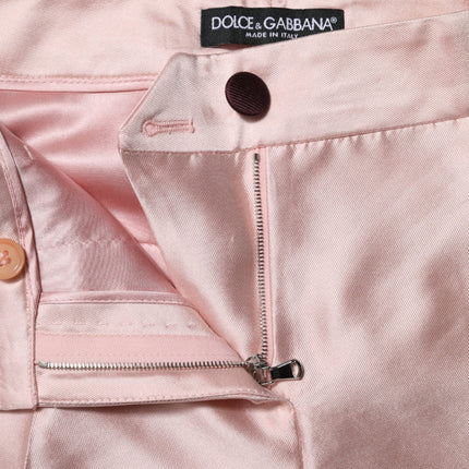 Dolce & Gabbana Pink Satin High Waist Tapered Pants