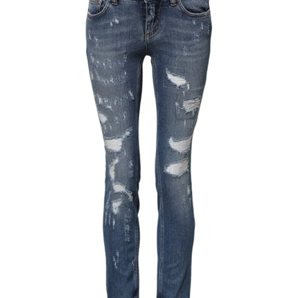 Dolce & Gabbana Blue PRETTY Tattered Skinny Denim Jeans