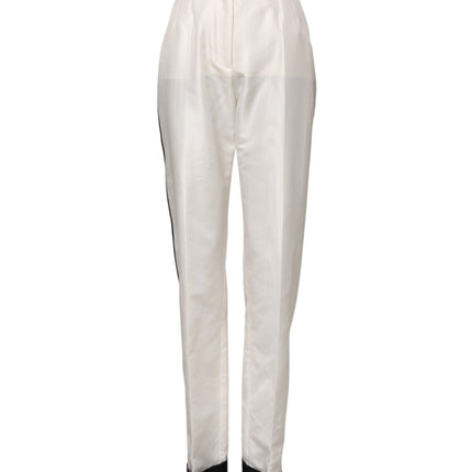 Dolce & Gabbana White High Waist Straight Dress Trouser Pants
