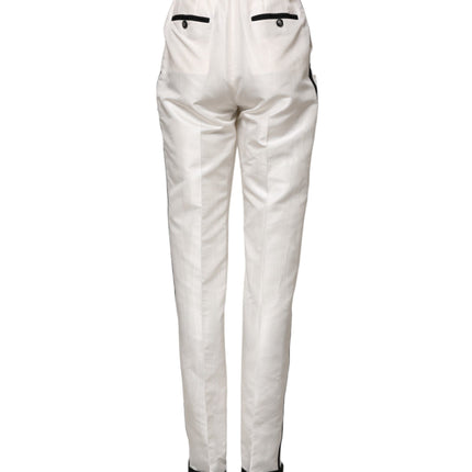Dolce & Gabbana White High Waist Straight Dress Trouser Pants