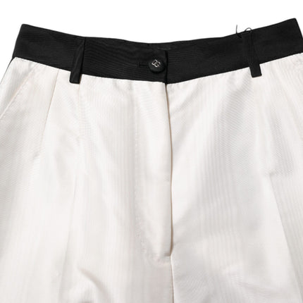 Dolce & Gabbana White High Waist Straight Dress Trouser Pants