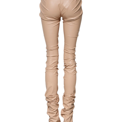 Dolce & Gabbana Beige Lace Details Mid Waist Skinny Pants