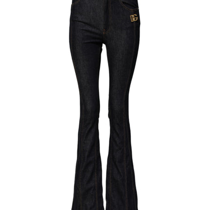 Dolce & Gabbana Black Cotton Mid Waist Bootcut Denim Jeans