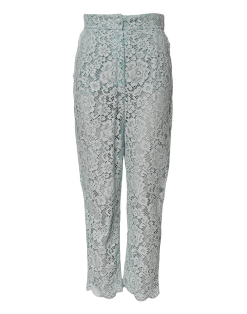 Dolce & Gabbana Mint Green Cotton Floral Lace Trousers Pants Dolce & Gabbana