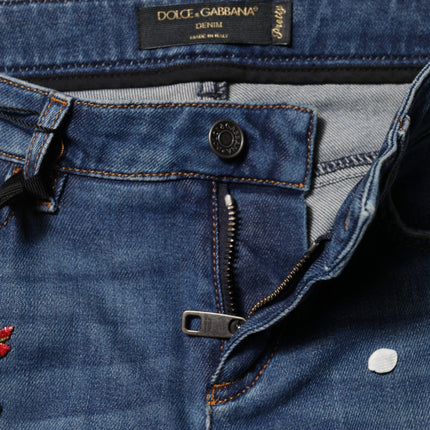 Dolce & Gabbana Blue Cotton Mid Waist Skinny Denim Jeans