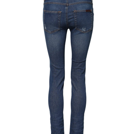 Dolce & Gabbana Blue Cotton Mid Waist Skinny Denim Jeans