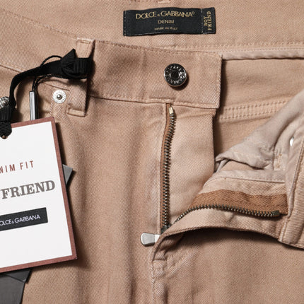Dolce & Gabbana Brown Cotton Boyfriend Denim Trousers Jeans
