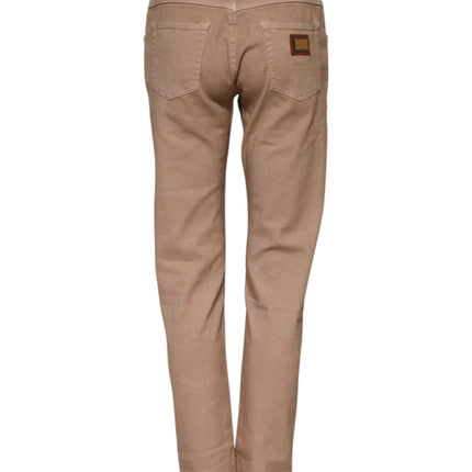 Dolce & Gabbana Brown Cotton Boyfriend Denim Trousers Jeans
