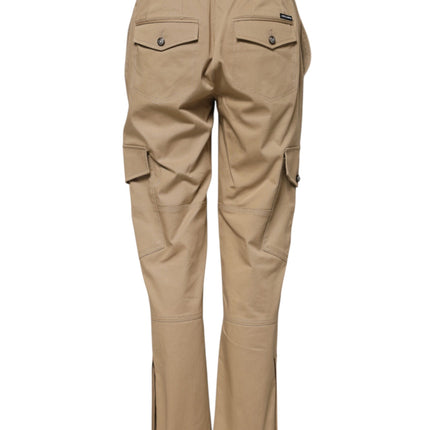 Dolce & Gabbana Beige Mid Waist Cargo Tapered Pants
