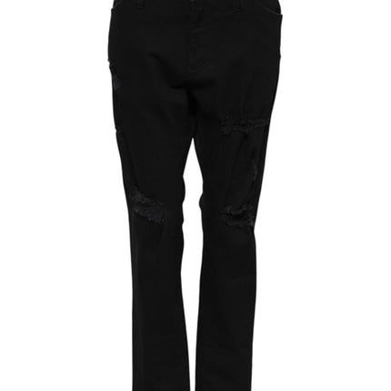Dolce & Gabbana Black Cotton Mid Waist Flared Denim Jeans