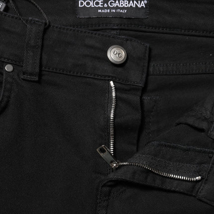 Dolce & Gabbana Black Cotton Skinny Mid Waist Denim Jeans