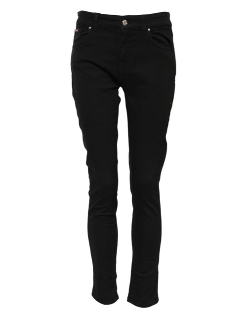 Dolce & Gabbana Black Cotton Skinny Mid Waist Denim Jeans Dolce & Gabbana