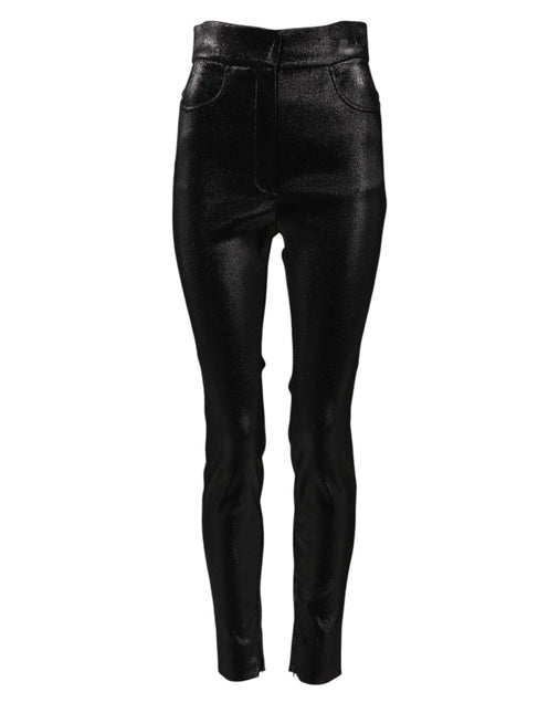 Dolce & Gabbana Black Cotton Stretch Lurex Thread Skinny Pants Dolce & Gabbana