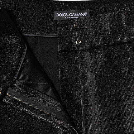 Dolce & Gabbana Black Cotton Stretch Lurex Thread Skinny Pants