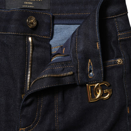 Dolce & Gabbana Blue Cotton High Waist Skinny Denim Jeans