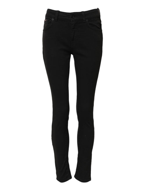Dolce & Gabbana Black Cotton Skinny Mid Waist Denim Jeans Dolce & Gabbana