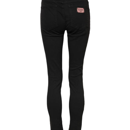 Dolce & Gabbana Black Cotton Skinny Mid Waist Denim Jeans