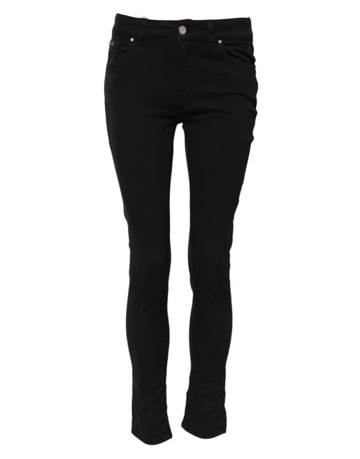 Dolce & Gabbana Black Cotton Skinny Mid Waist Denim Jeans Dolce & Gabbana
